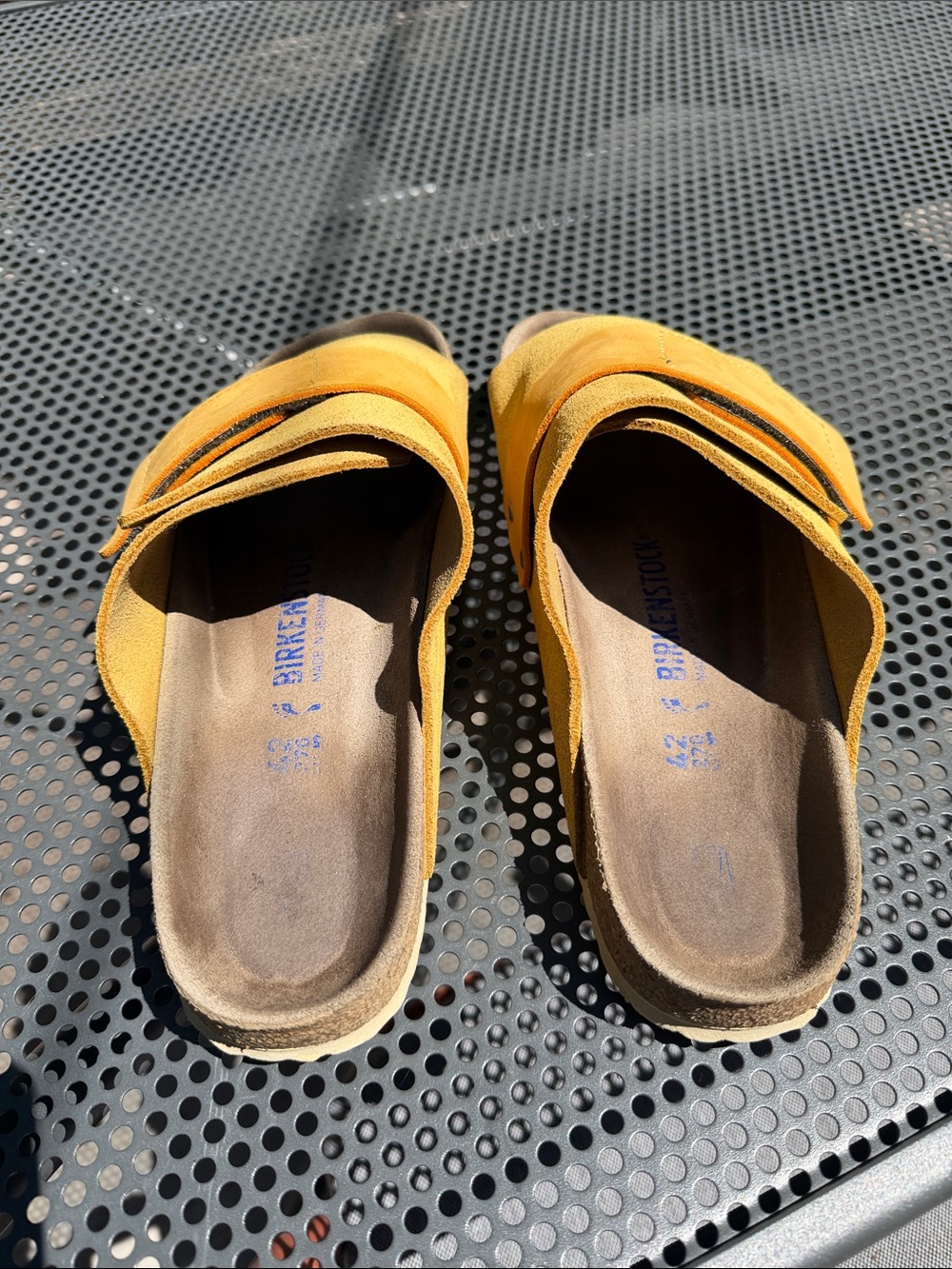 Birkenstock Yellow Kyoto Soft Footbed Slides - 42 Narrow - Picture 4 of 9